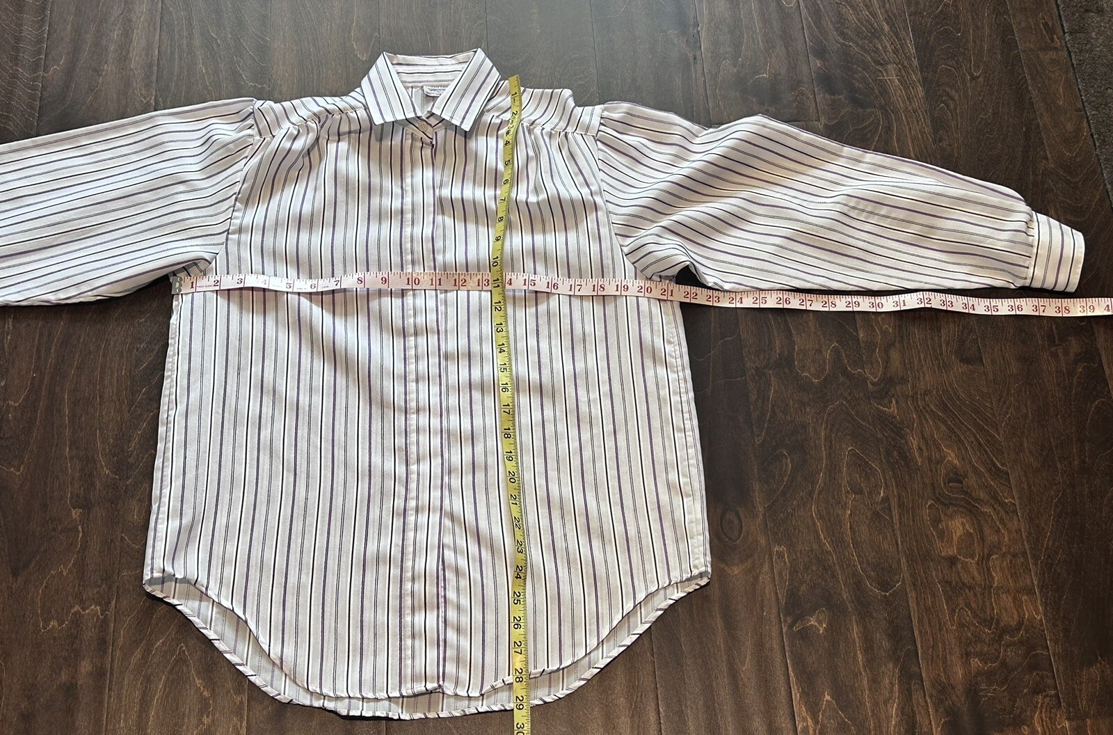 Vtg 80s Women’s Cobble Lane Shirtmakers Purples & Whites Stripes button shirt 12