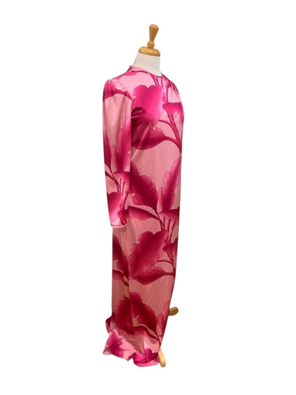 Vntg 70’s Women’s long sleeved Kiyomi Hawaii Pink Floral Maxi Dress Size 8