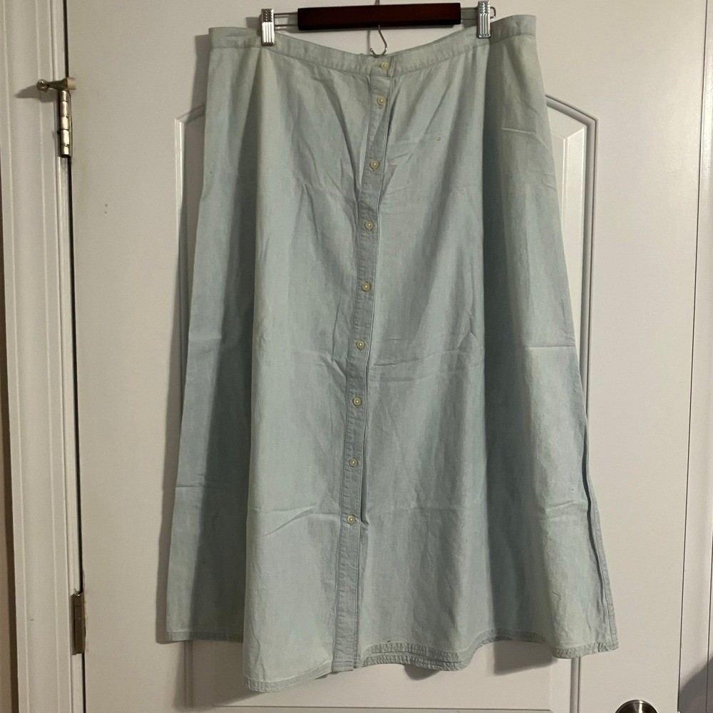 Lauren Jeans Co. RALPH LAUREN 80s VTG Chambray Button Maxi Skirt Cottagecore 16W