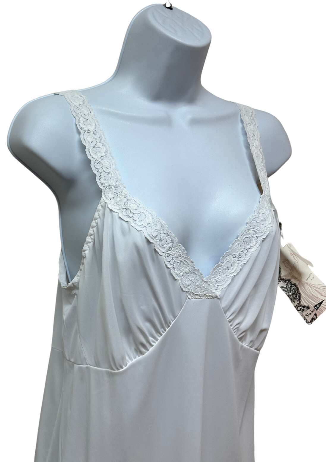 Shadowline Vintage White Slip Lingerie Silky Satin Nylon Lace Size 38 24″ NEW