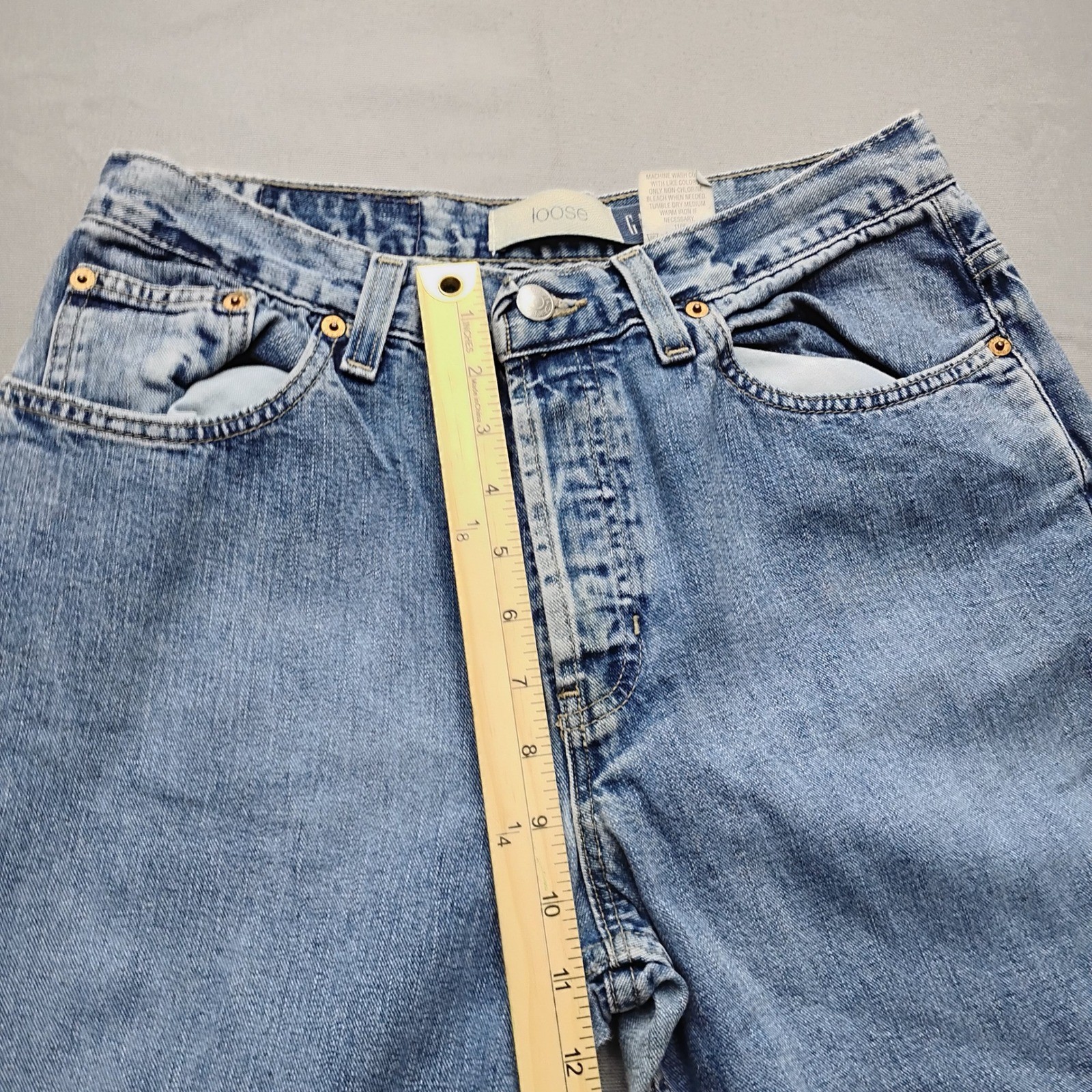 Vintage Gap Loose Fit Jeans Womens 8 Regular Blue Denim Made in USA Button Fly