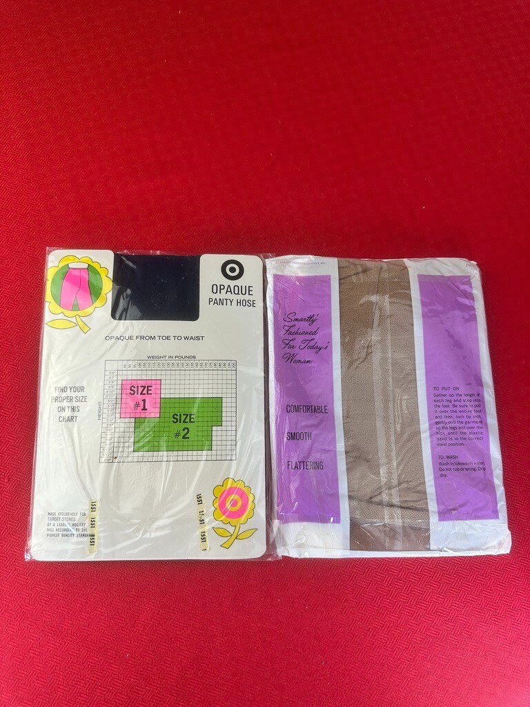 Mix 2 LOT VTG Panty Hose Target Opaque Navy Seamless Brown 5’6 – 5’8