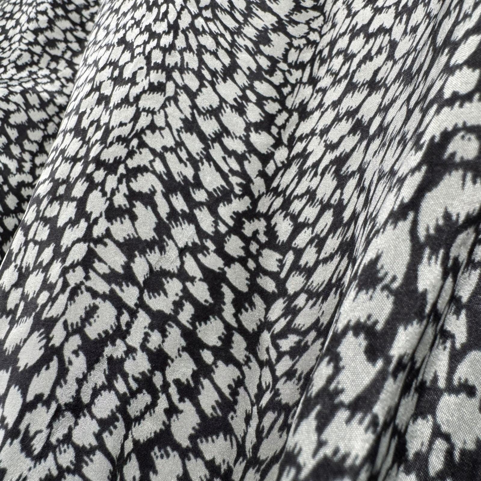 Vintage Calidad Ideal Dress Women M Gray Animal Print Button Front Collar Retro