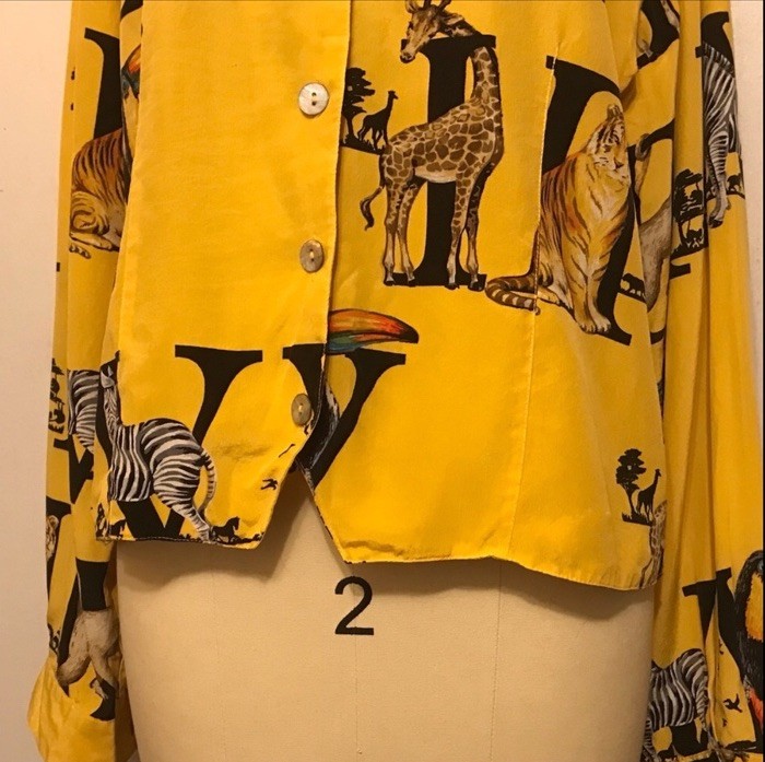 1980’s Peter Martin 100% Silk alphabet animal Long Sleeve shirt top Sz 12