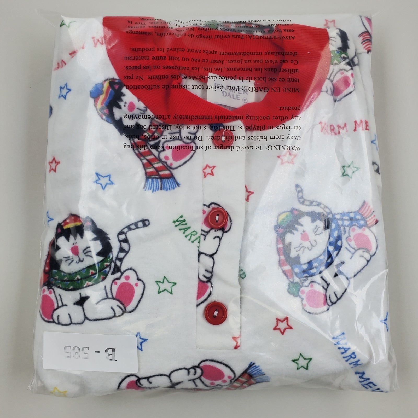 Vtg 80s Jennifer Dale Red Kitty Cats Cotton Pajama Top Sz XL ILGWU Made In USA