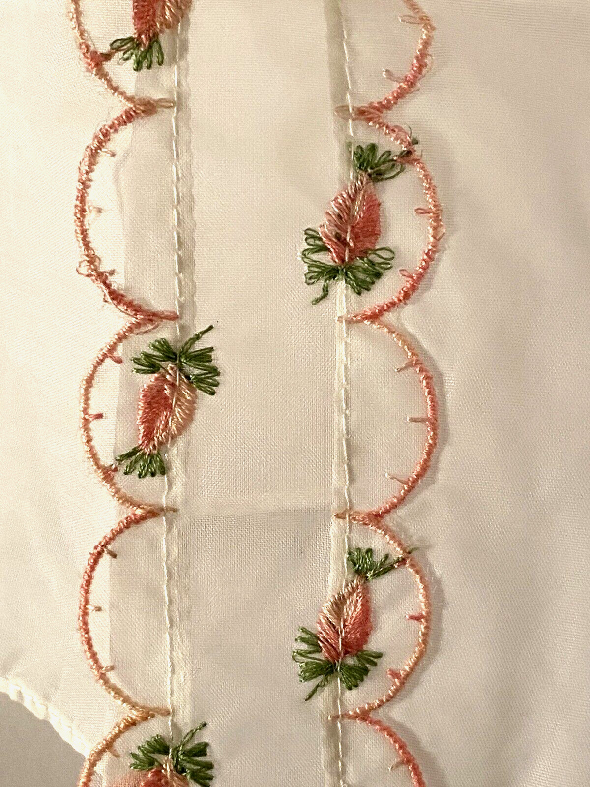 Vintage Kleinert’s White Crepe Bed Cape Pink Floral Embroidery Scalloped Edges