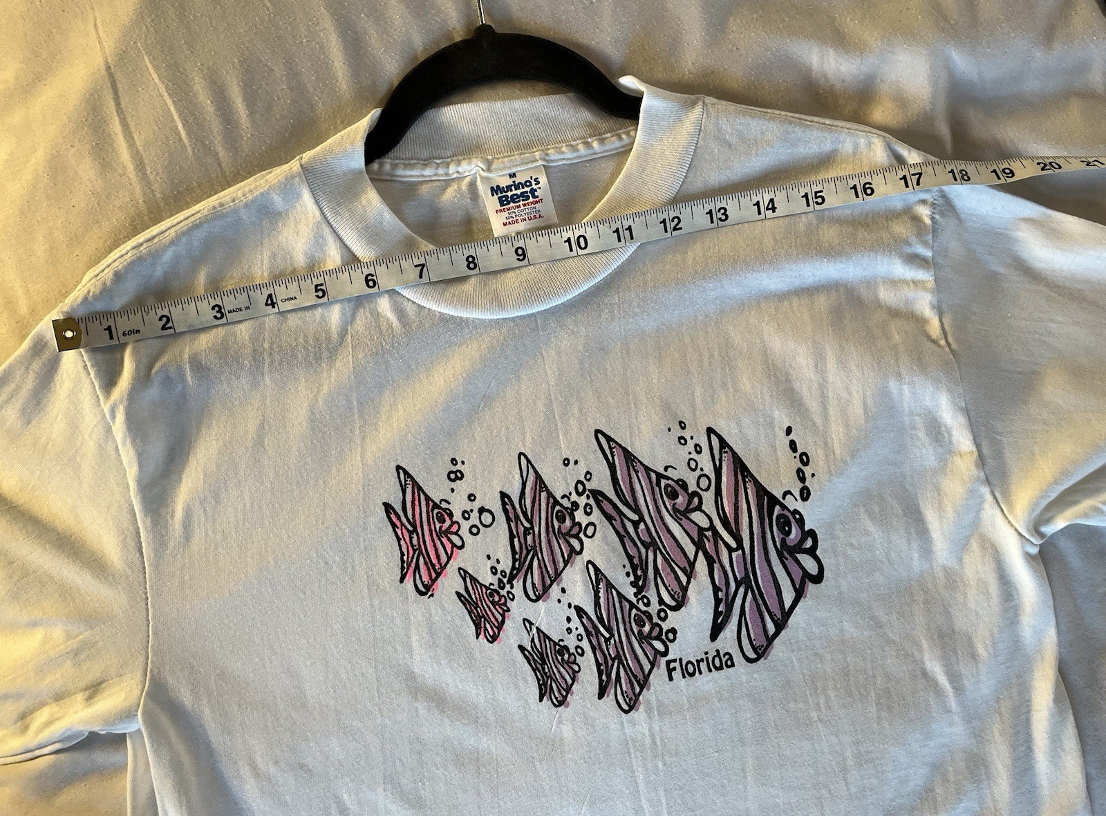 VTG 80/90’s Murina Single Stitch Long Sleeve Angel Fish Florida T’shirt Womens M
