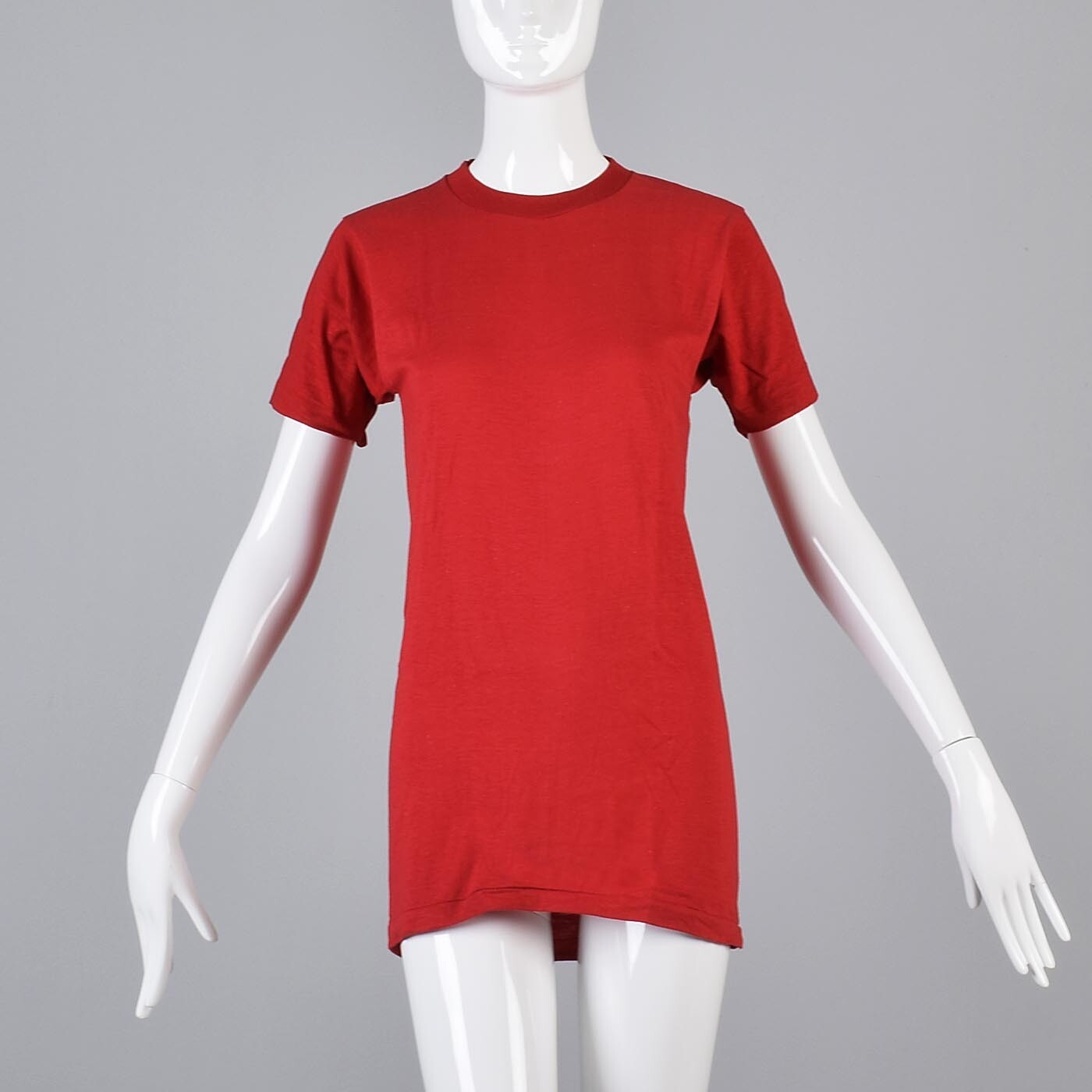 XS/S Vintage 1970s 70s Red T-Shirt Hippie Boho Casual Short Sleeve Deadstock Tee