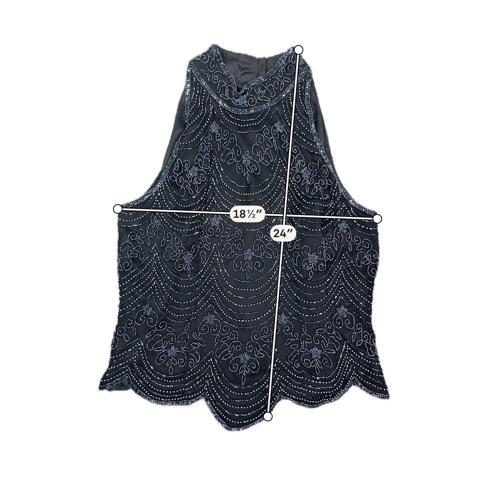 Vintage Papell Boutique Evening Beaded Halter Neck Top – SIZE XL Glam Party