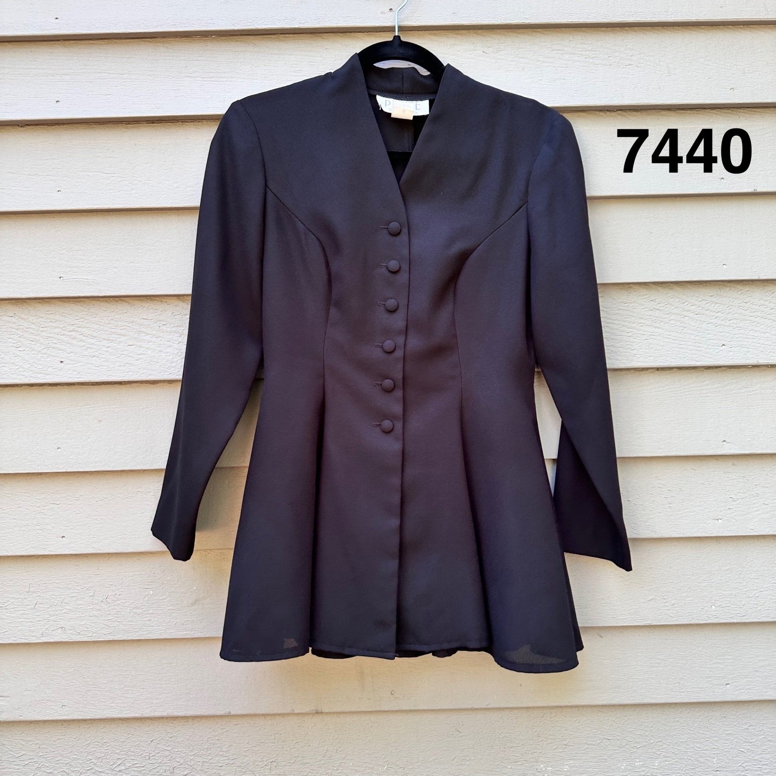 Petite Sophisticate Vintage Black Peplum Blazer Top Button Front Made in USA 0P