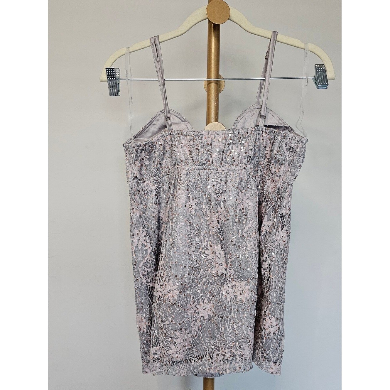 NWT Hayden Lace Sequin Corset Cami Top Lavender Pink Y2K SZ Small