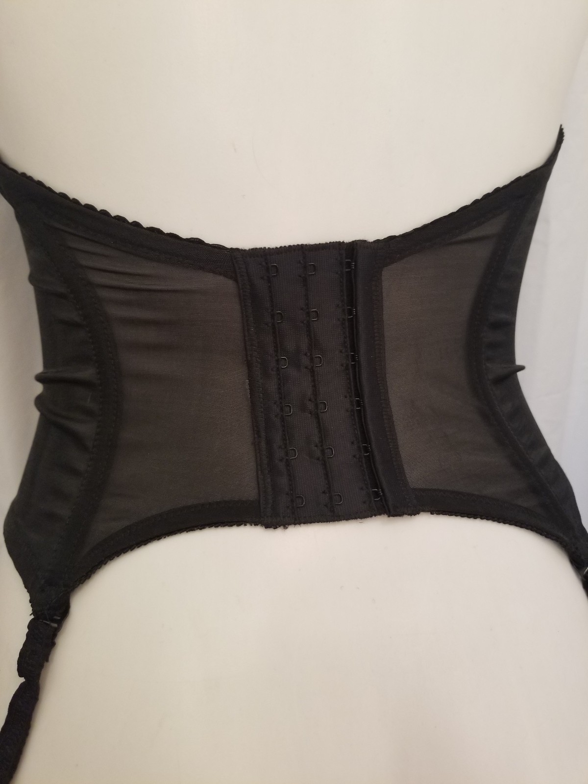 Vintage Frederick’s Of Hollywood Black Lace Wired Corsette Bustier Long Line 36B
