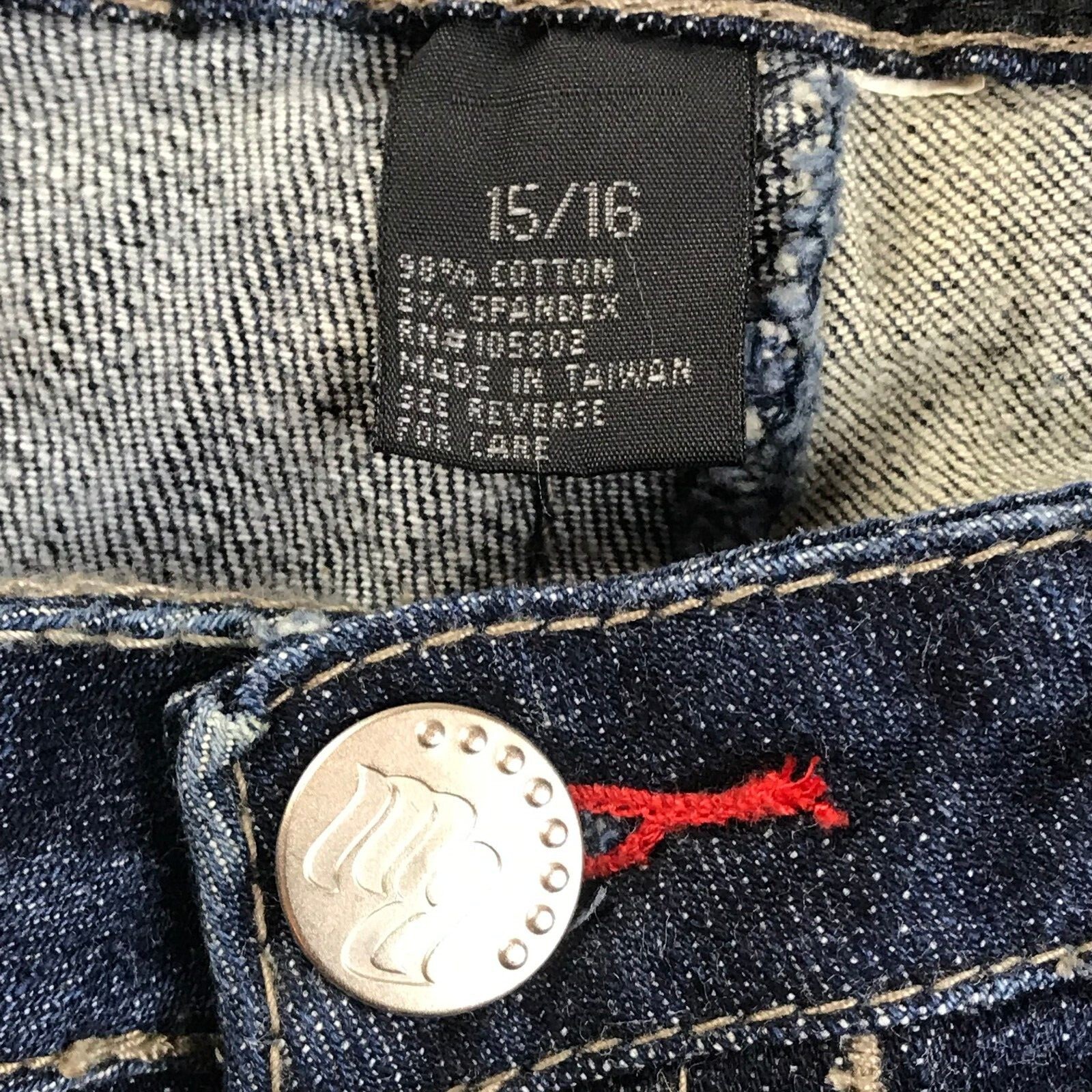 Vintage Roca Wear 3/4 Blue Jeans Size 15/16 New Old 90s Stock Made in Taiwan