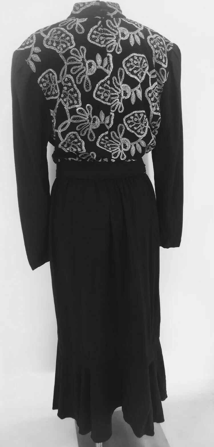 Vintage Black Prairie Dress by Choon California Puff Sleeves Made In the USA