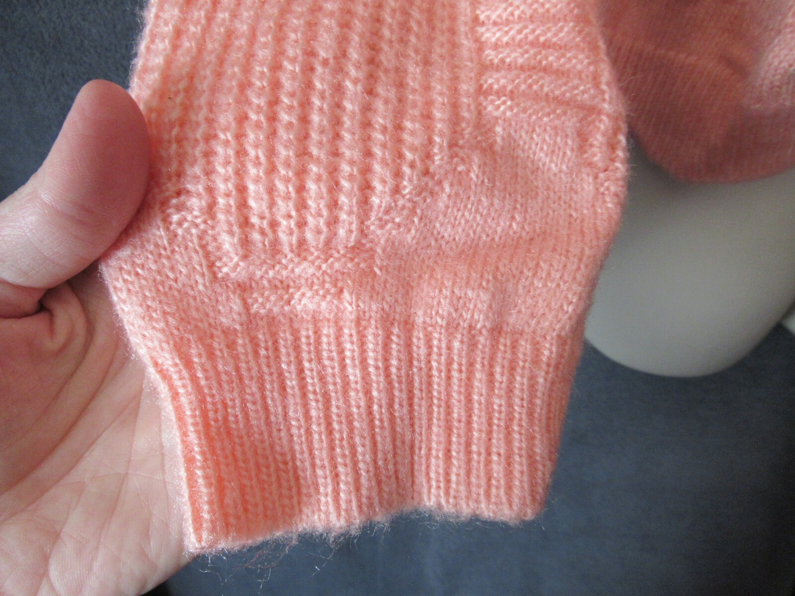 Totally 80’s Vintage Jane Adams Peach Pink Diamond Knit Collared Preppy Sweater