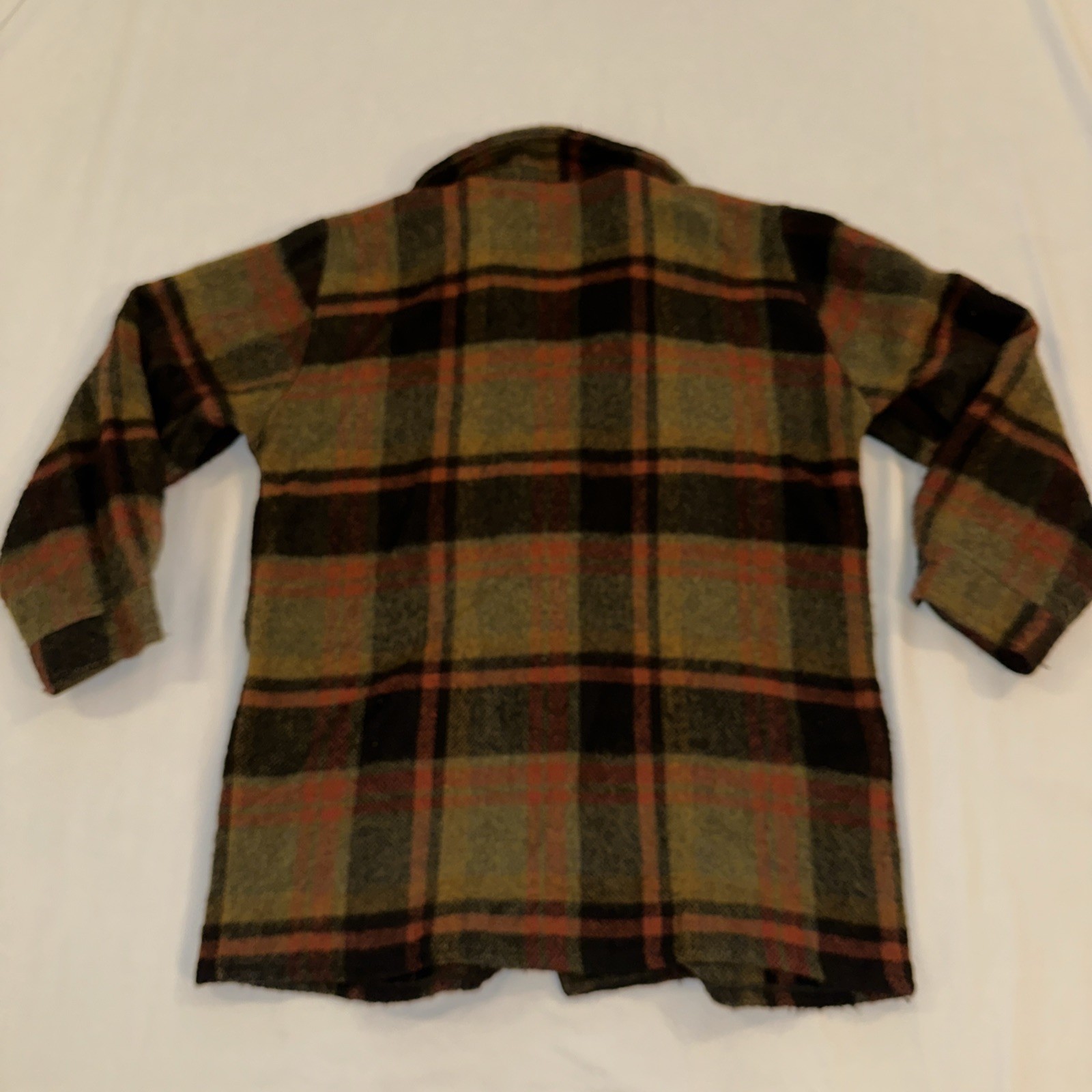 Vintage Wool Mohair Nylon Plaid Canadian Camper Coat Bell Shirt Men’s 54” Chest