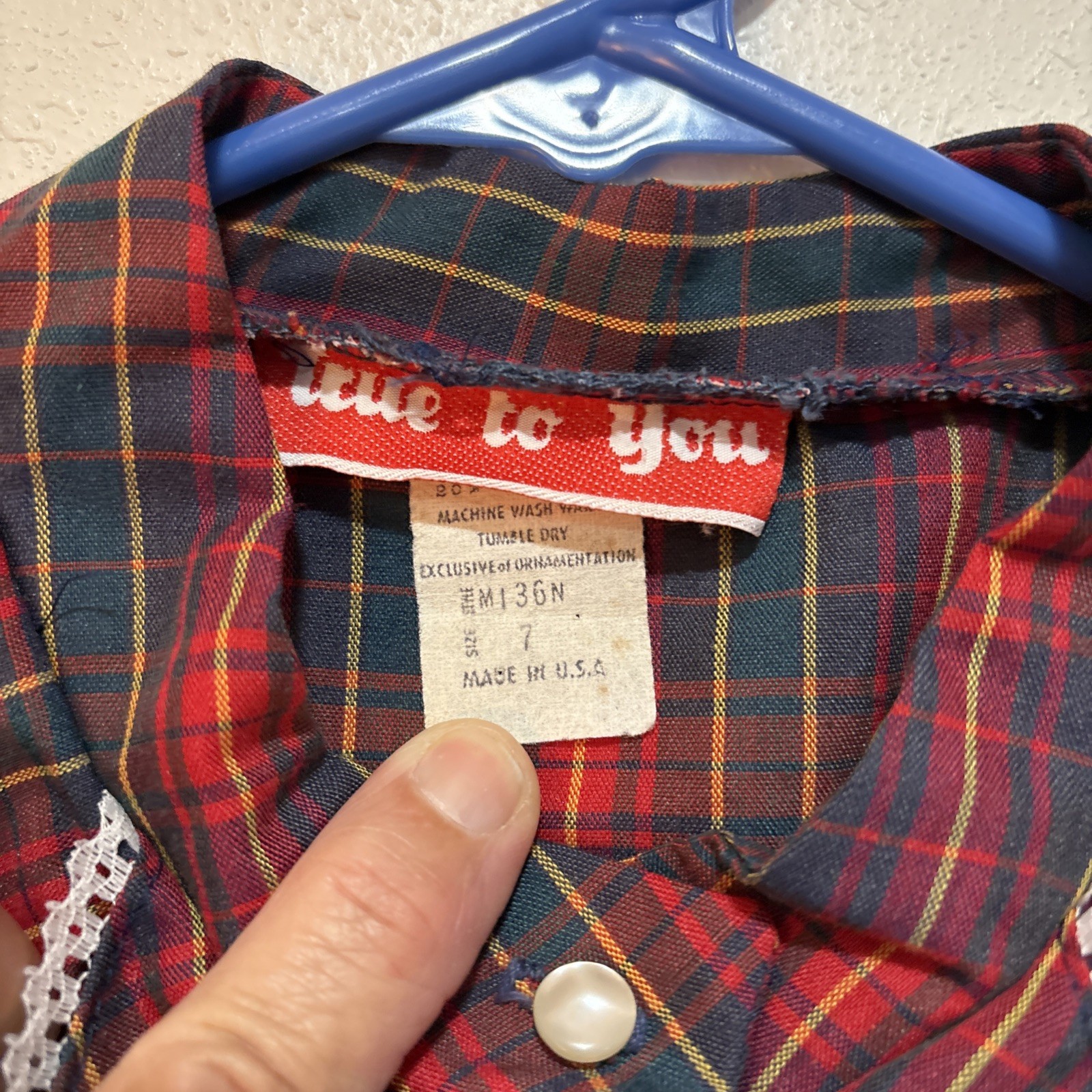 80’s Tartan Ruffled Front Plaid Red Green Yellow Plaid Western Prairie Dress