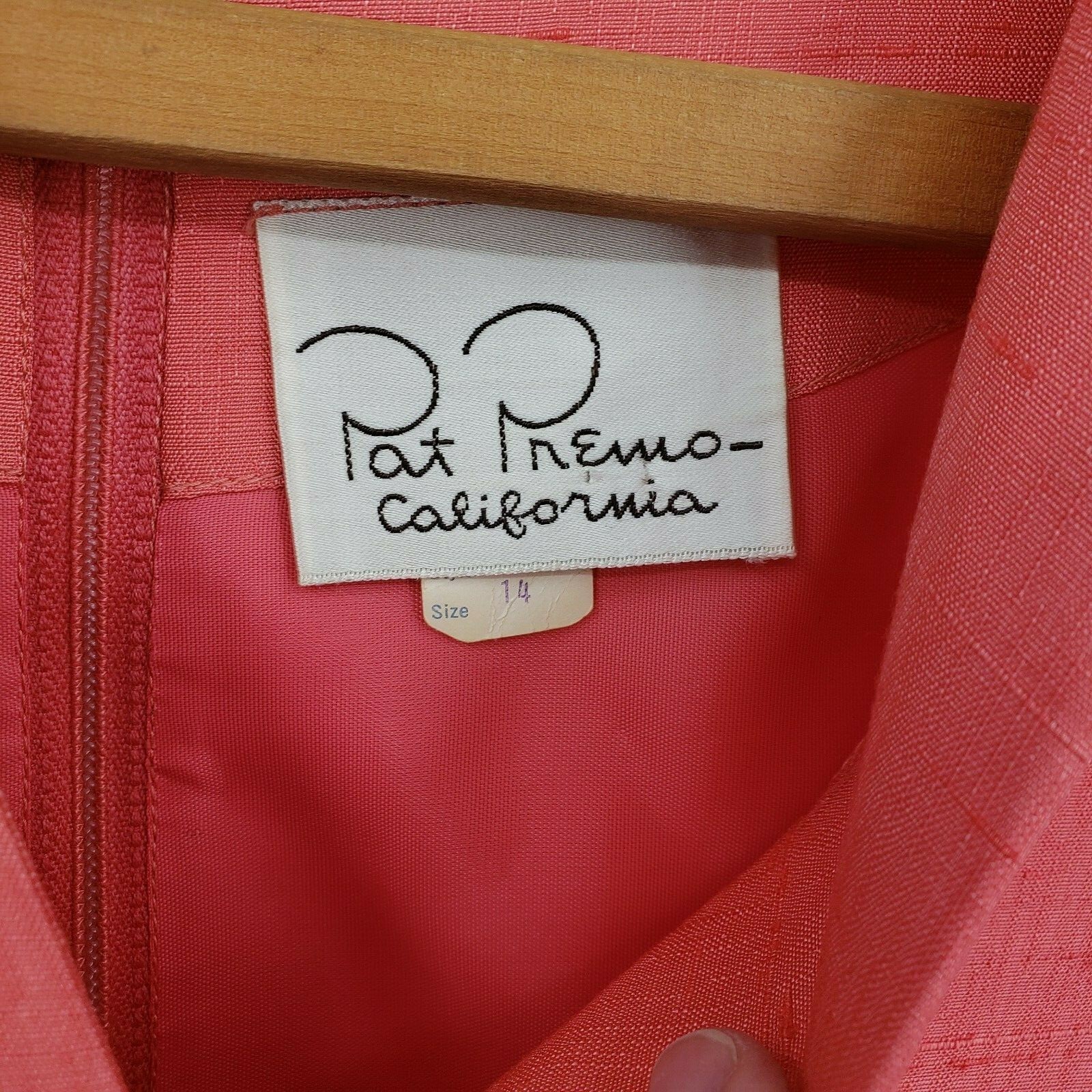 Vintage Pat Premo Raw Silk Dress Womens 14 Salmon Peach Sleeveless