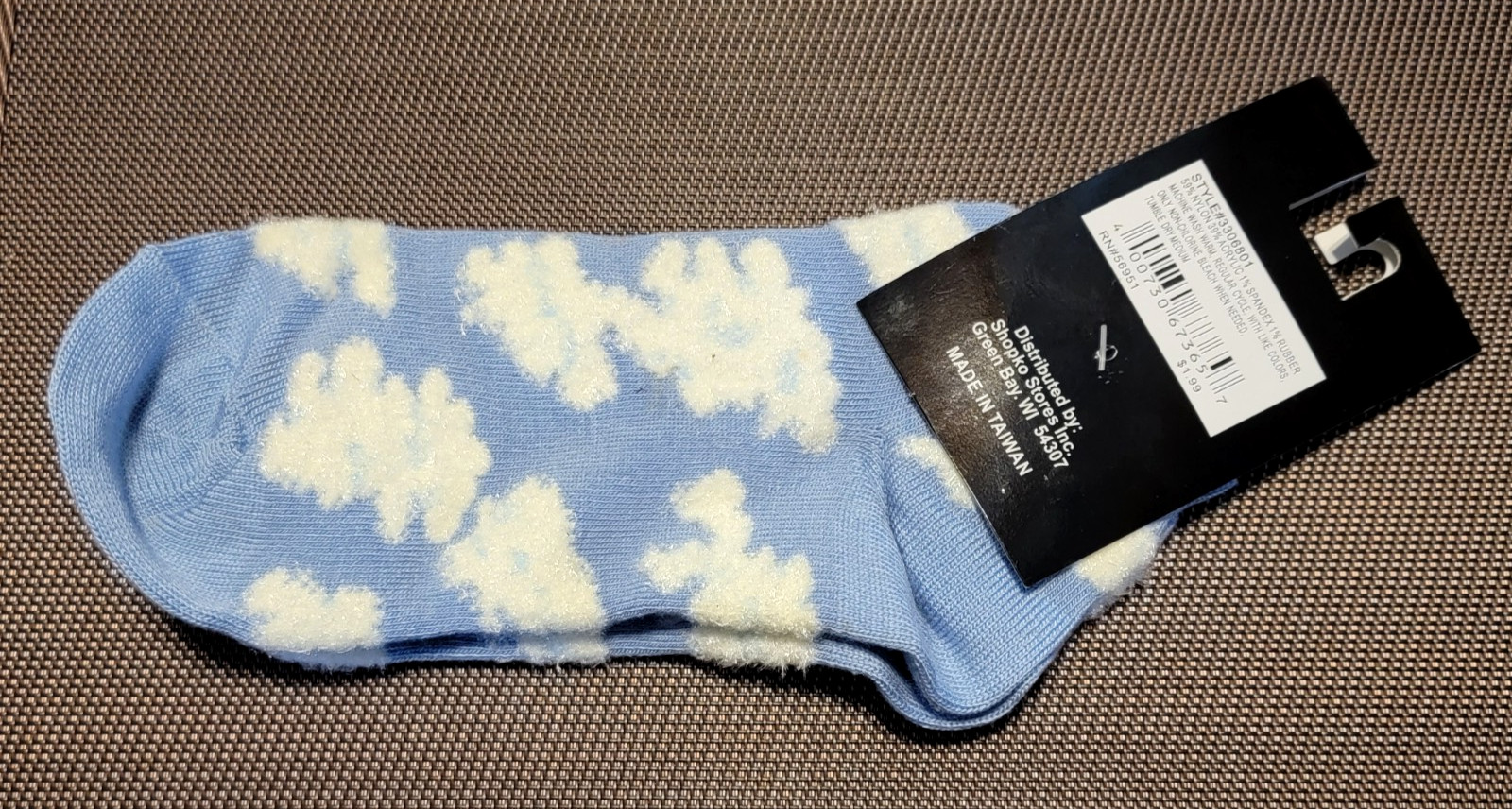Vintage URBANOLOGY Ladie’s Blue White Cloud Ankle Socks Size 9-11 New NOS