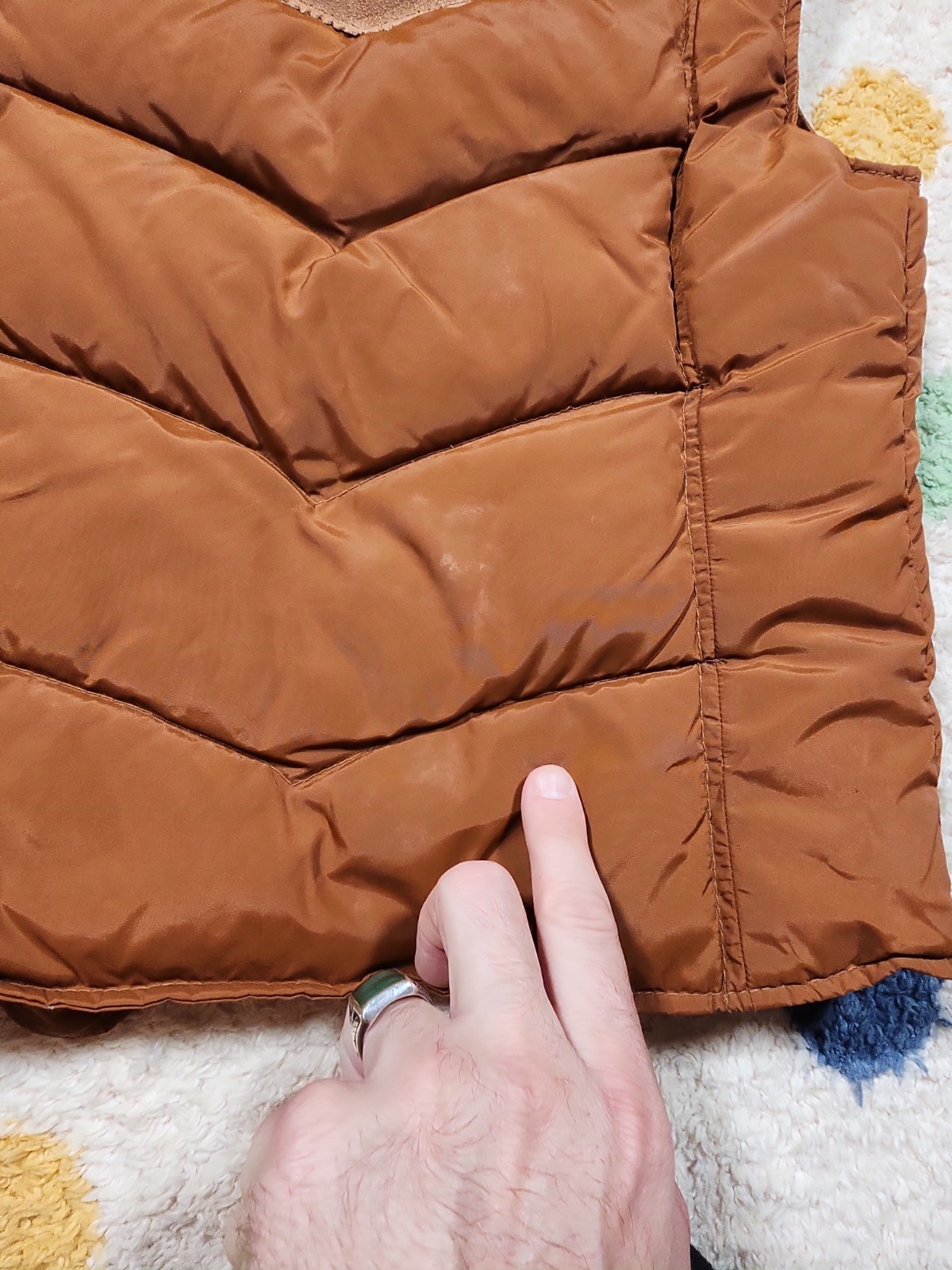 VINTAGE MS PIONEER 70’s Down Puffer Vest Small Women Nylon/Leather Brown Western