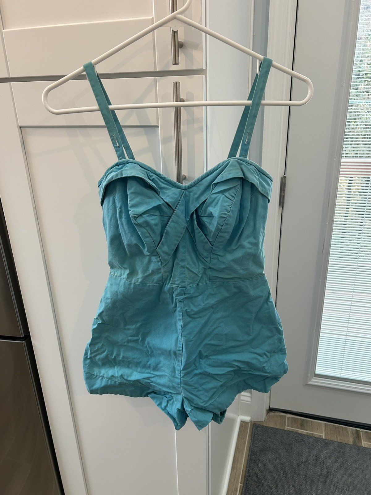 Vintage 1950s Nani of Hawaii I. Magnin Swimsuit Playsuit Pinup Bombshell Blue
