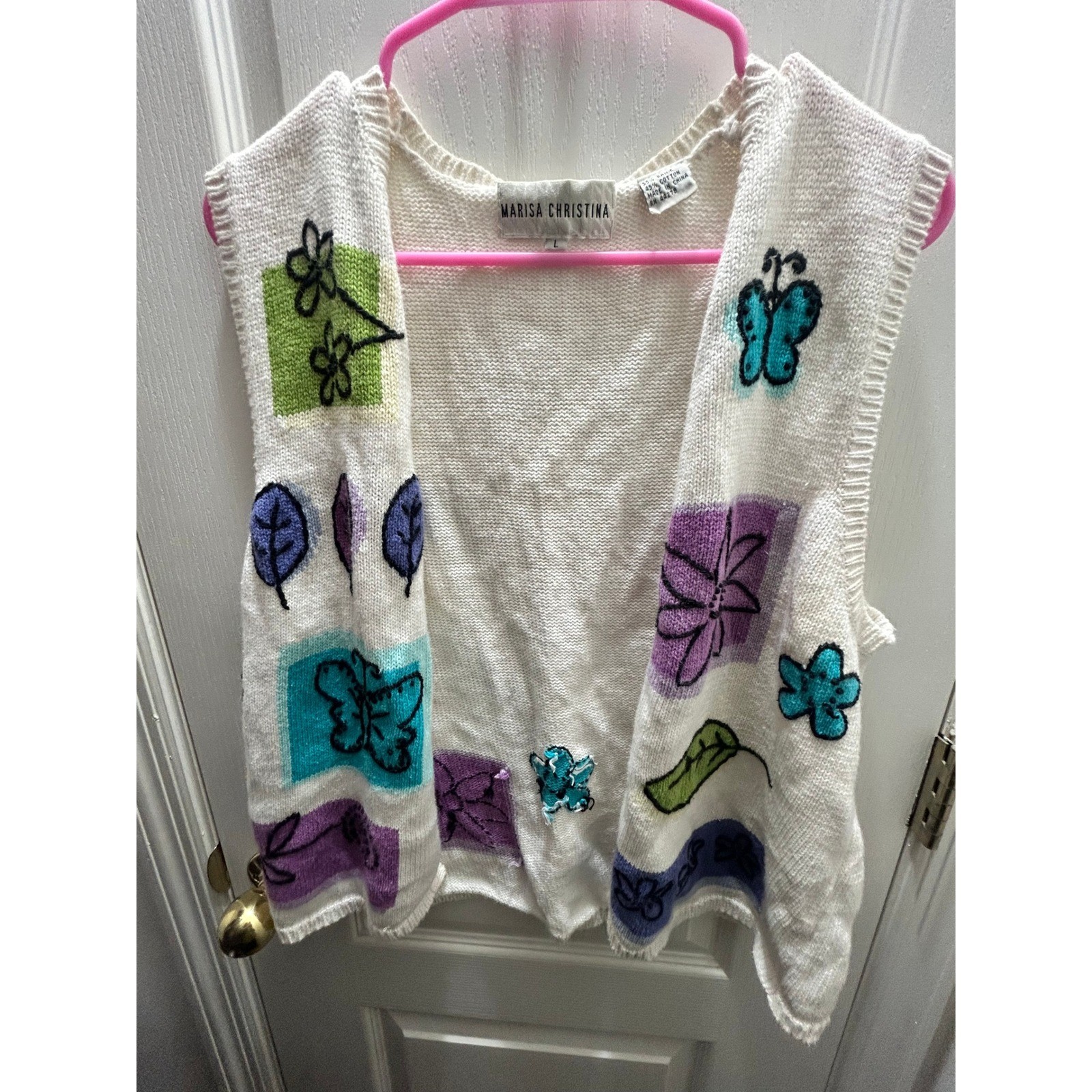Vintage Marisa Christina Butterfly Floral Sweater Vest Large Cottagecore
