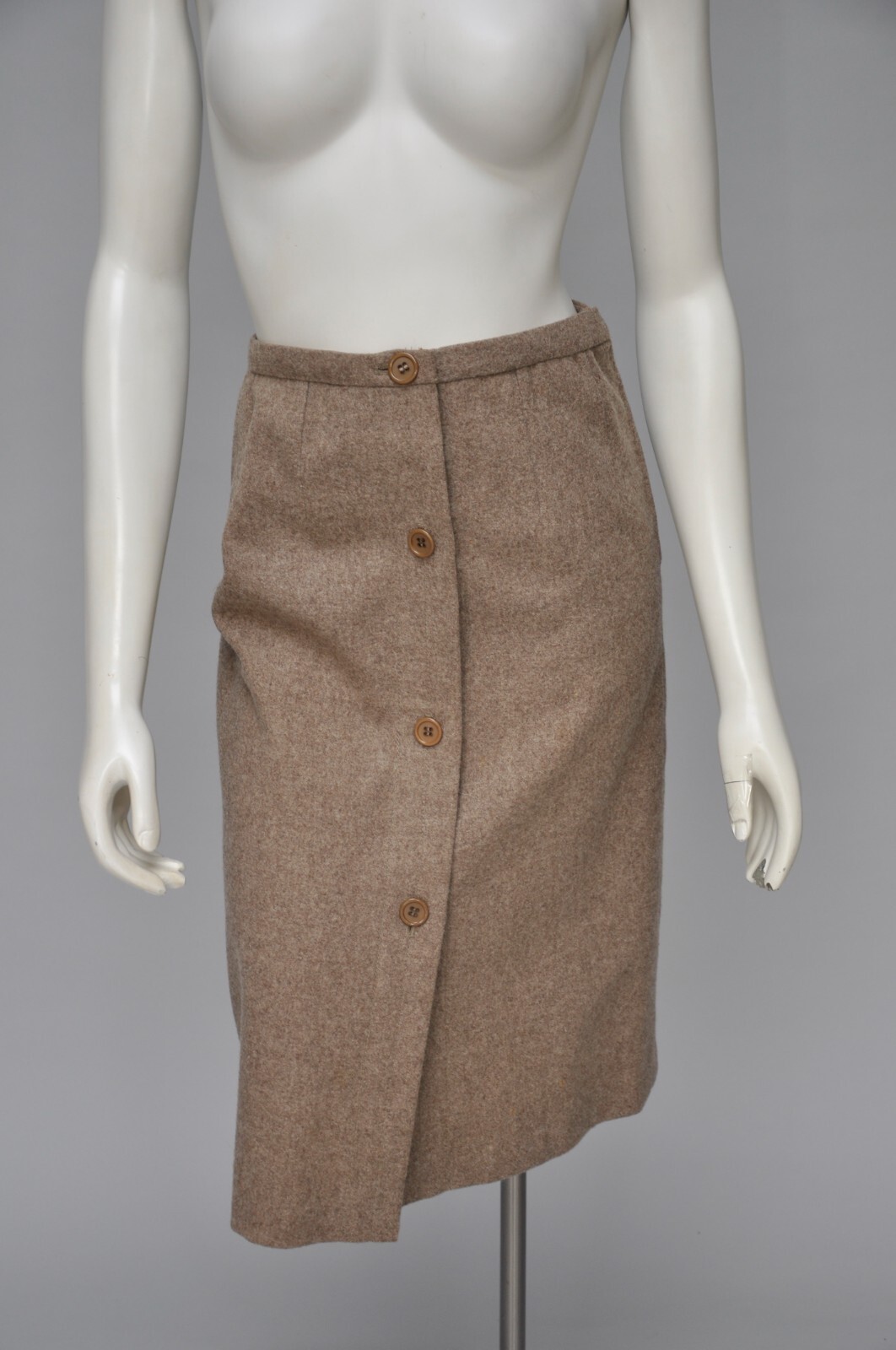Vintage 1960s GALANOS Camel Wool Skirt Set Blazer Buttons Pockets XS