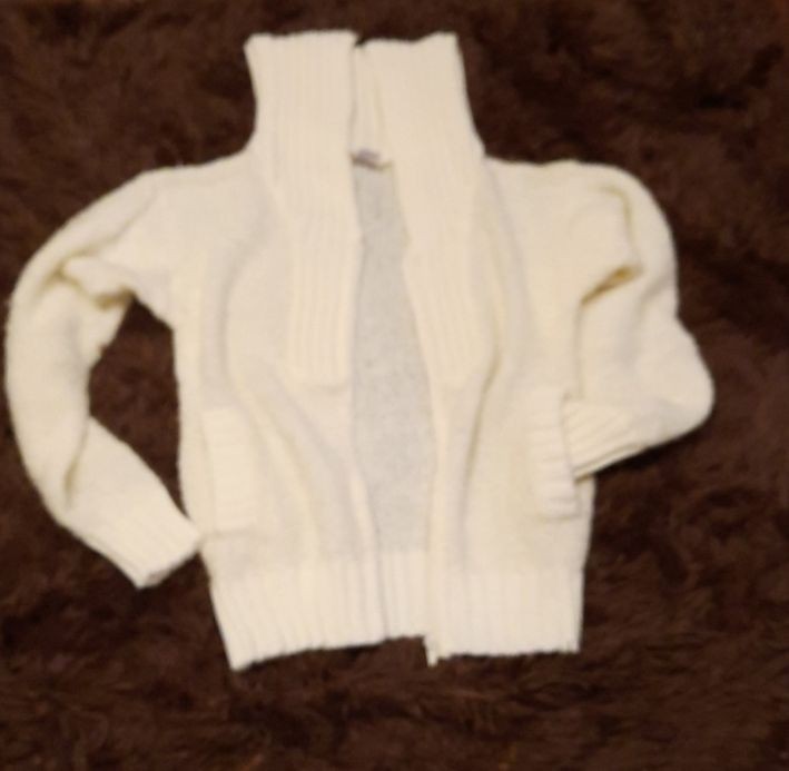 70s Vintage Collared Full Zip Sweater similar to light teddy bear material Lg