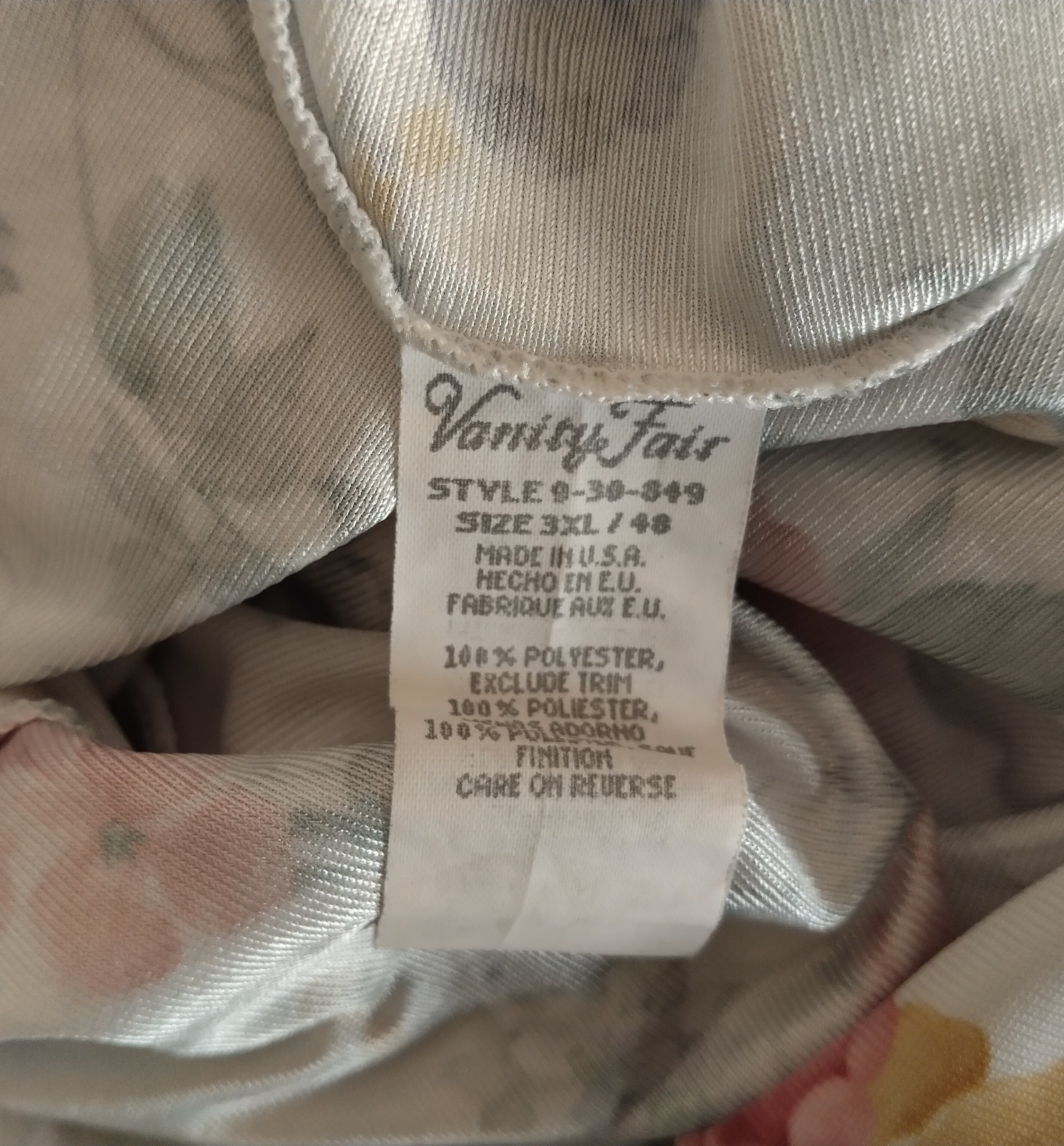 Vintage Vanity Fair Floral Nightgown XXXL 3X Romantic Sleeveless 100% Polyester