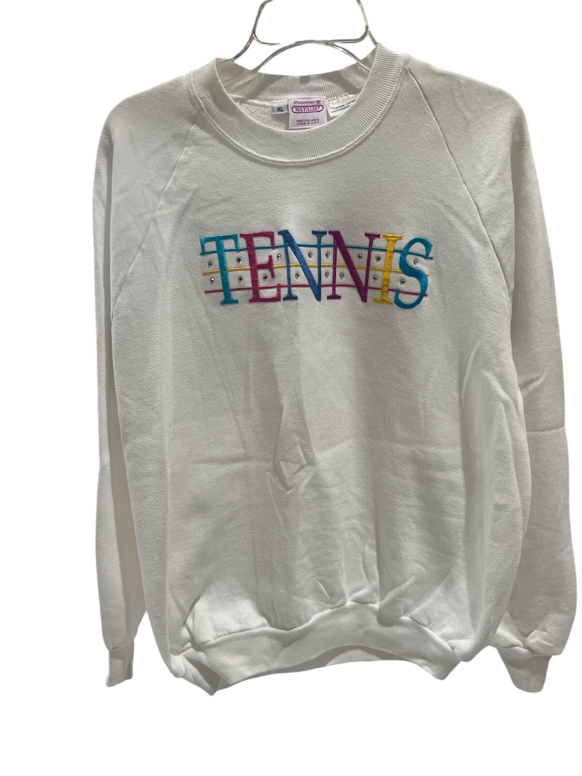 Vintage Discoveries by Natalie Embroidered Tennis Sweatshirt Embellished XL RARE
