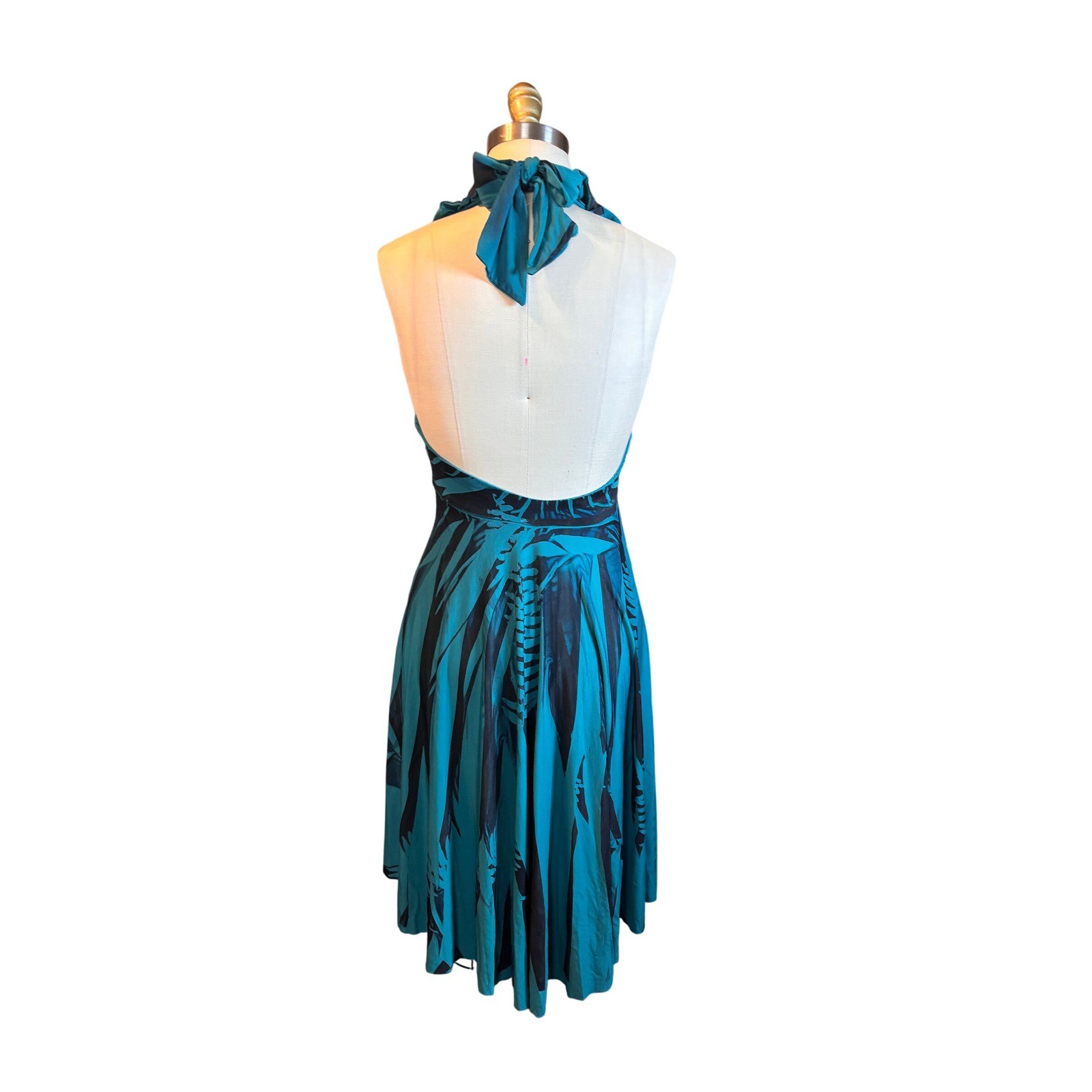 Y2K Ruffle GUESS by Marciano Halter Dress Handkerchief Hem Small Teal Vintage