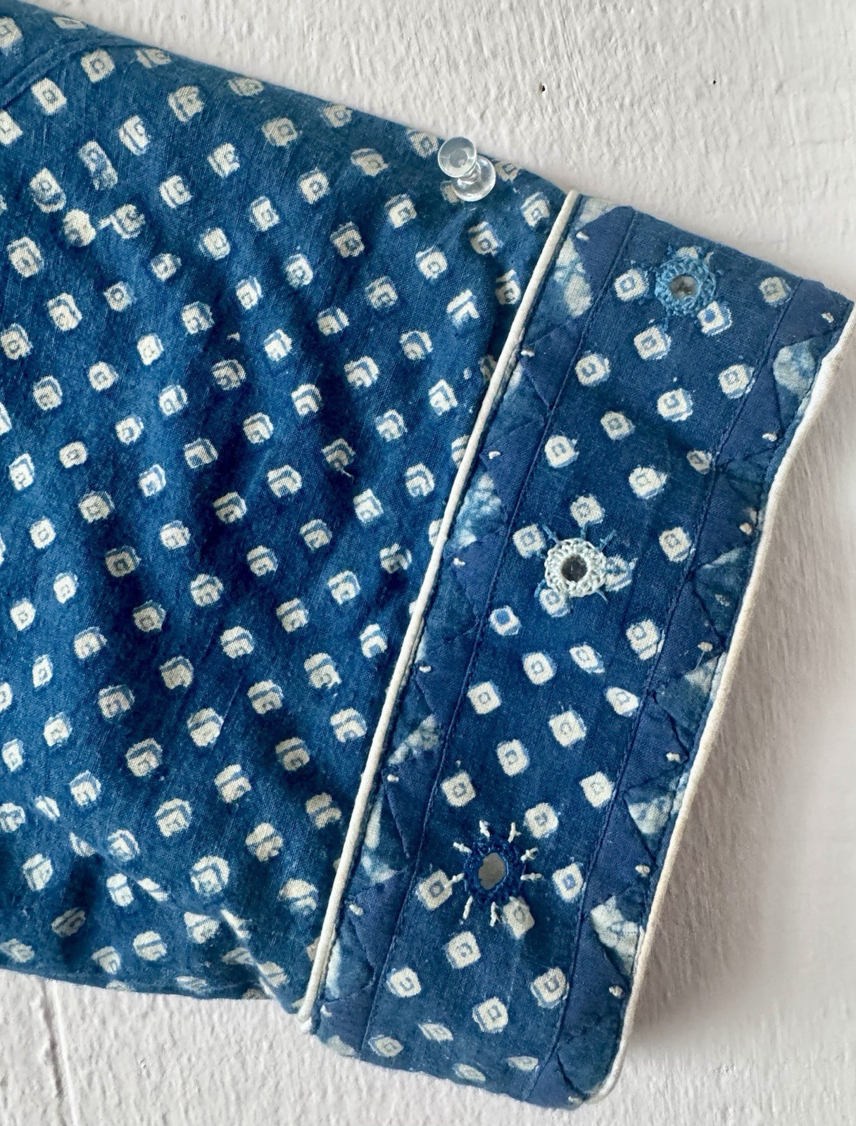Vintage Anokhi Indian Hand Block Printed Indigo Cotton Kimono Cardigan Jacket