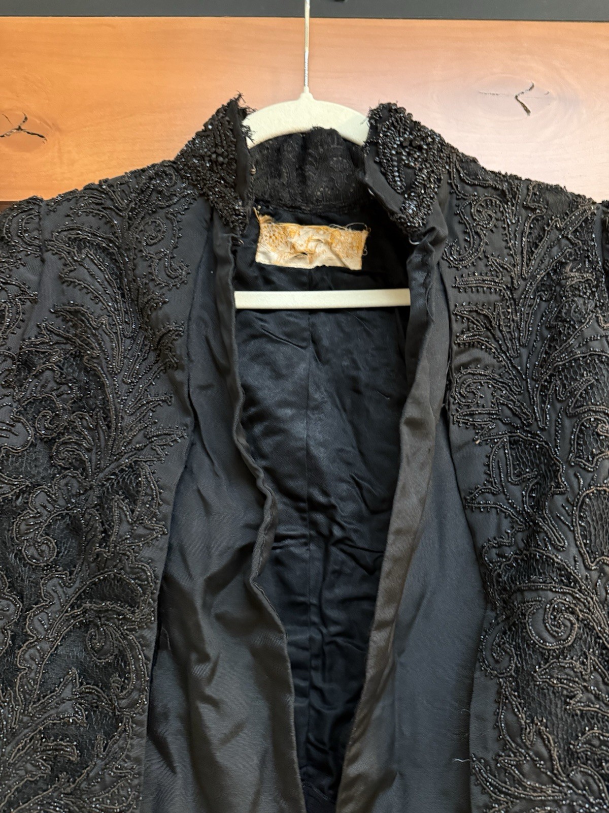 Antique Edwardian Victorian Black Mourning Cape Jacket Beaded Intricate Beadwork