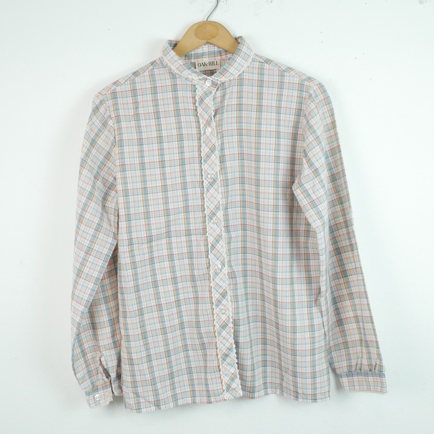 Vintage Western Top Prairie Lace Cowgirl Cottagecore Multicolor Plaid Rodeo M