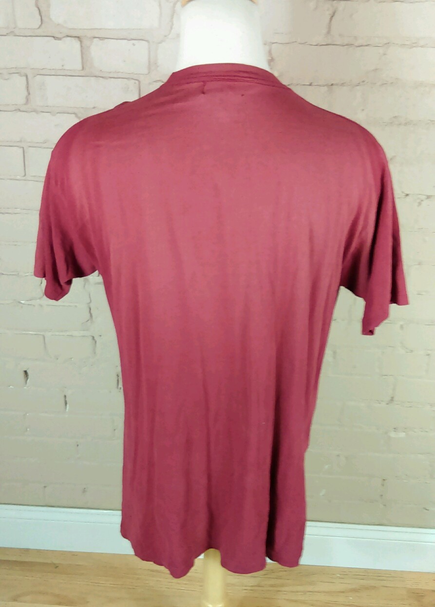 Vintage 60s 70s Distressed Faded XL Tall Maroon Blank T Shirt XLT
