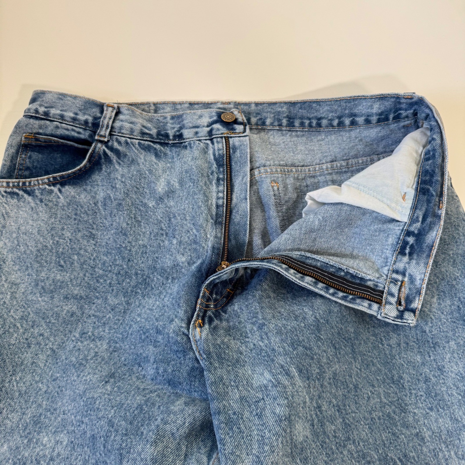 Vintage No Excuses Acid Wash High Waisted Ankle Zip Bow Jeans Blue 38 USA