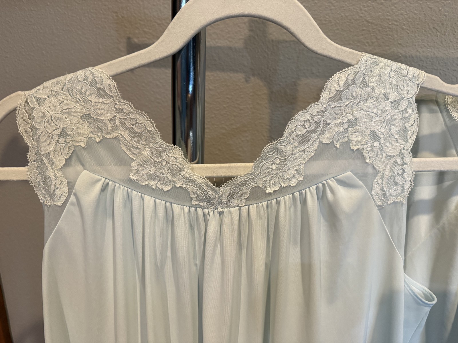 LOT of 3 Women’s Vtg SHADOWLINE Lt Blue Peignoir Nightgown & Robe Set Size S