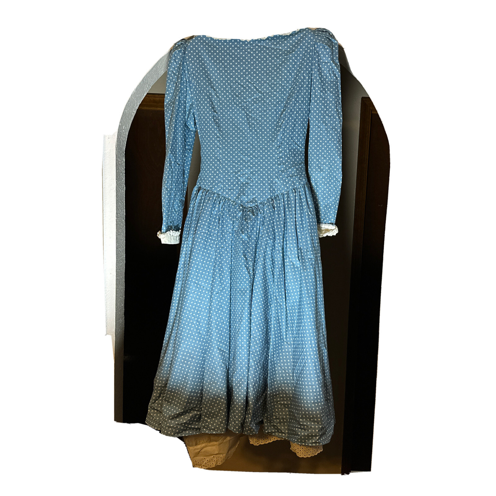 Old Vtg 1970’s s Amish Womans Dress Blue Cotton Nice 47” Long