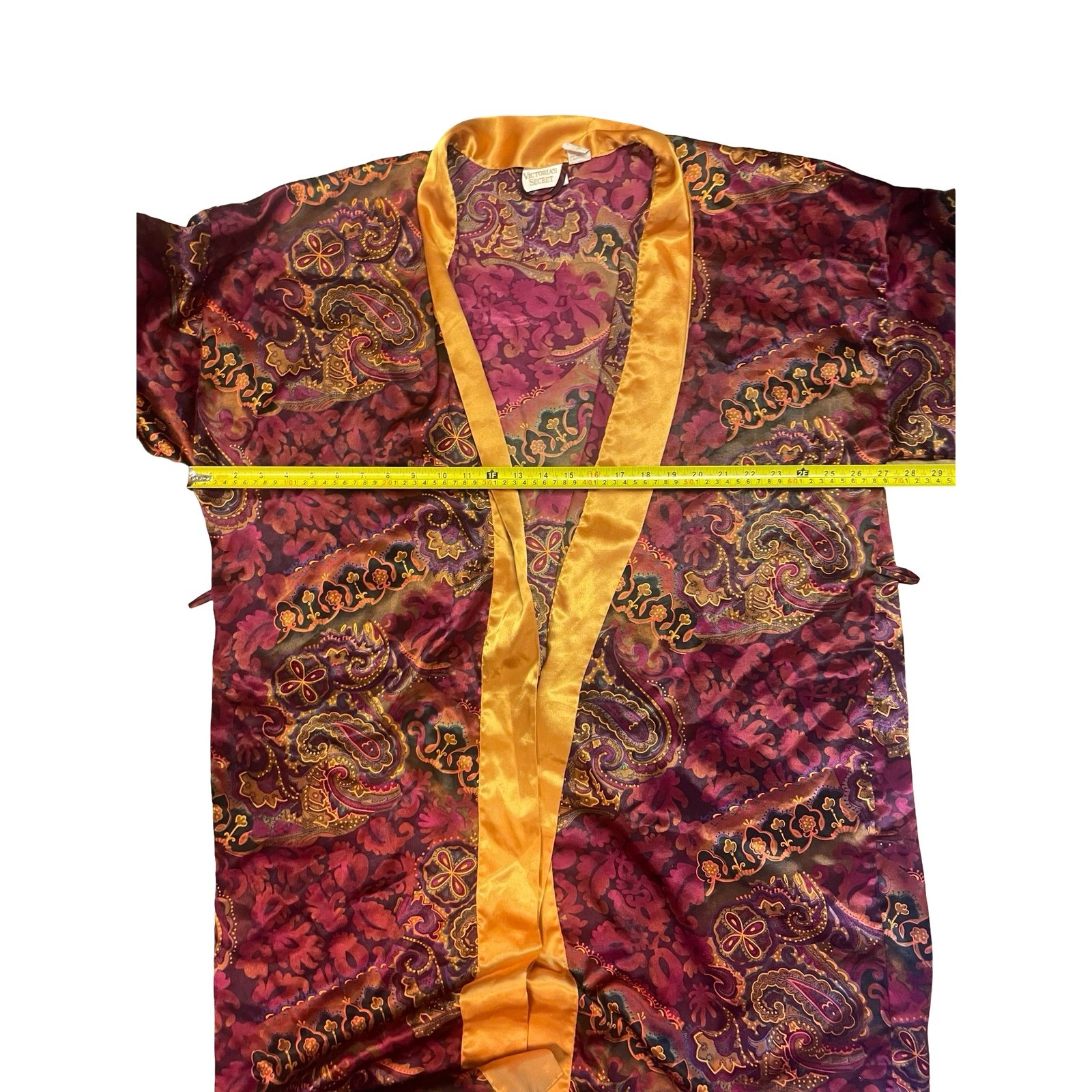 Vintage Victorias Secret Gold Label Paisley Satin Robe Burgundy Gold M L sexy