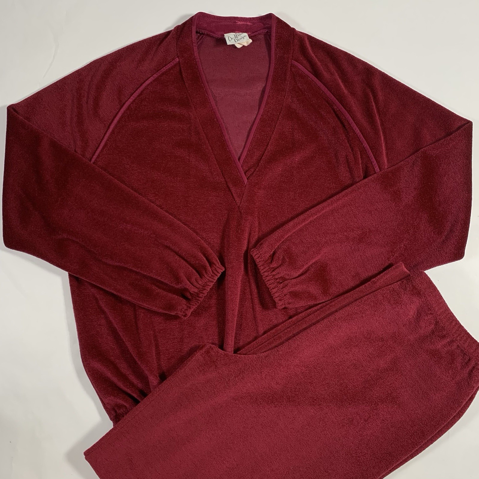 VTG 70s DeWeese Terry Cloth Velour Swim Sweat Suit Set Women Medium Pool Lounge
