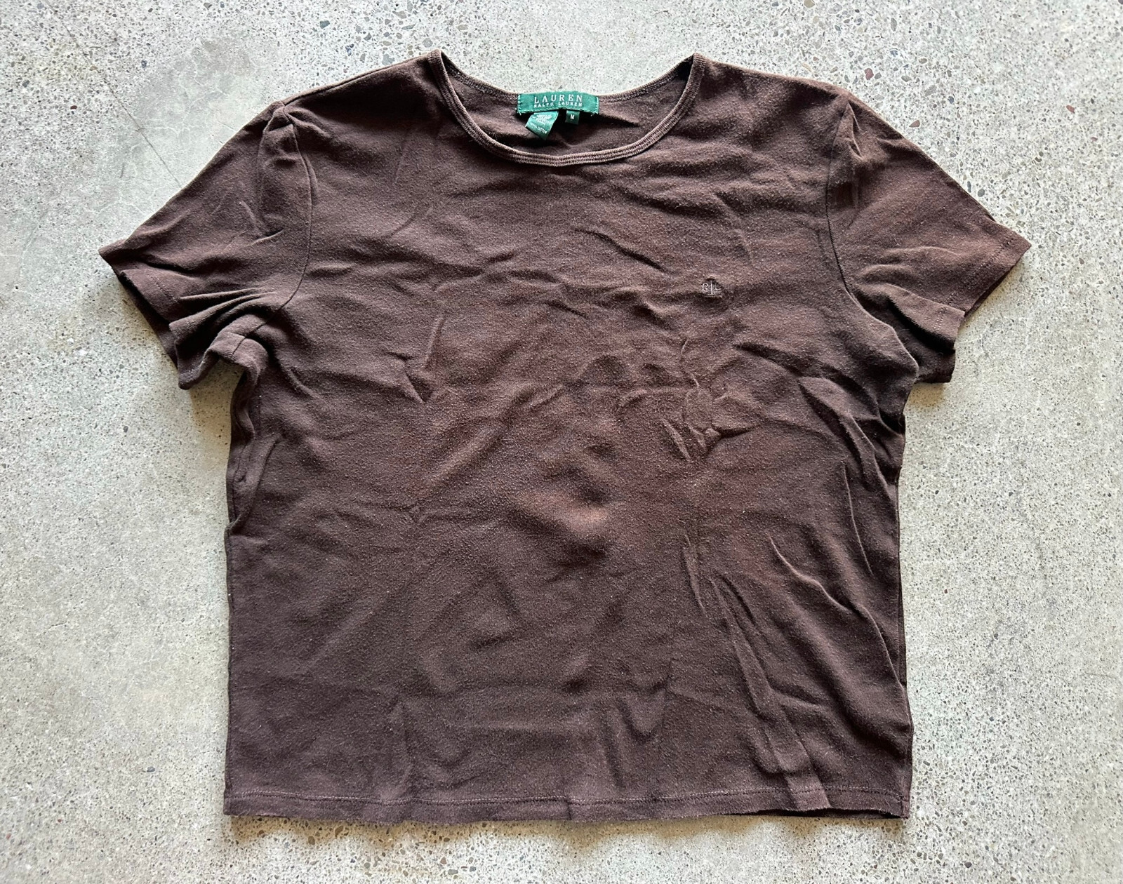 Vintage Polo Ralph Lauren Brown Imported Cotton Emblem Top Size M Made in USA