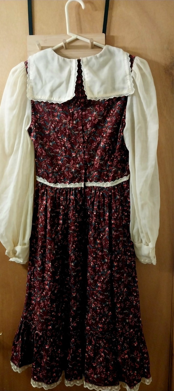 Vtg 70s Candi Jones California Prairie Cottage Core Dress Buttons Lace Small