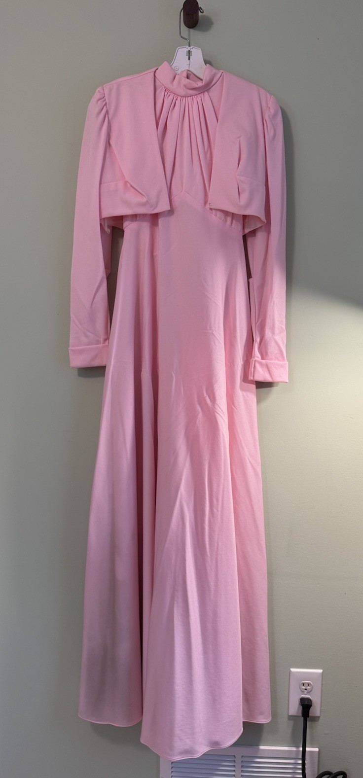 Vintage Long Pink Halter Neck Party Dress W/ Bolero Jacket- SMALL See Pics