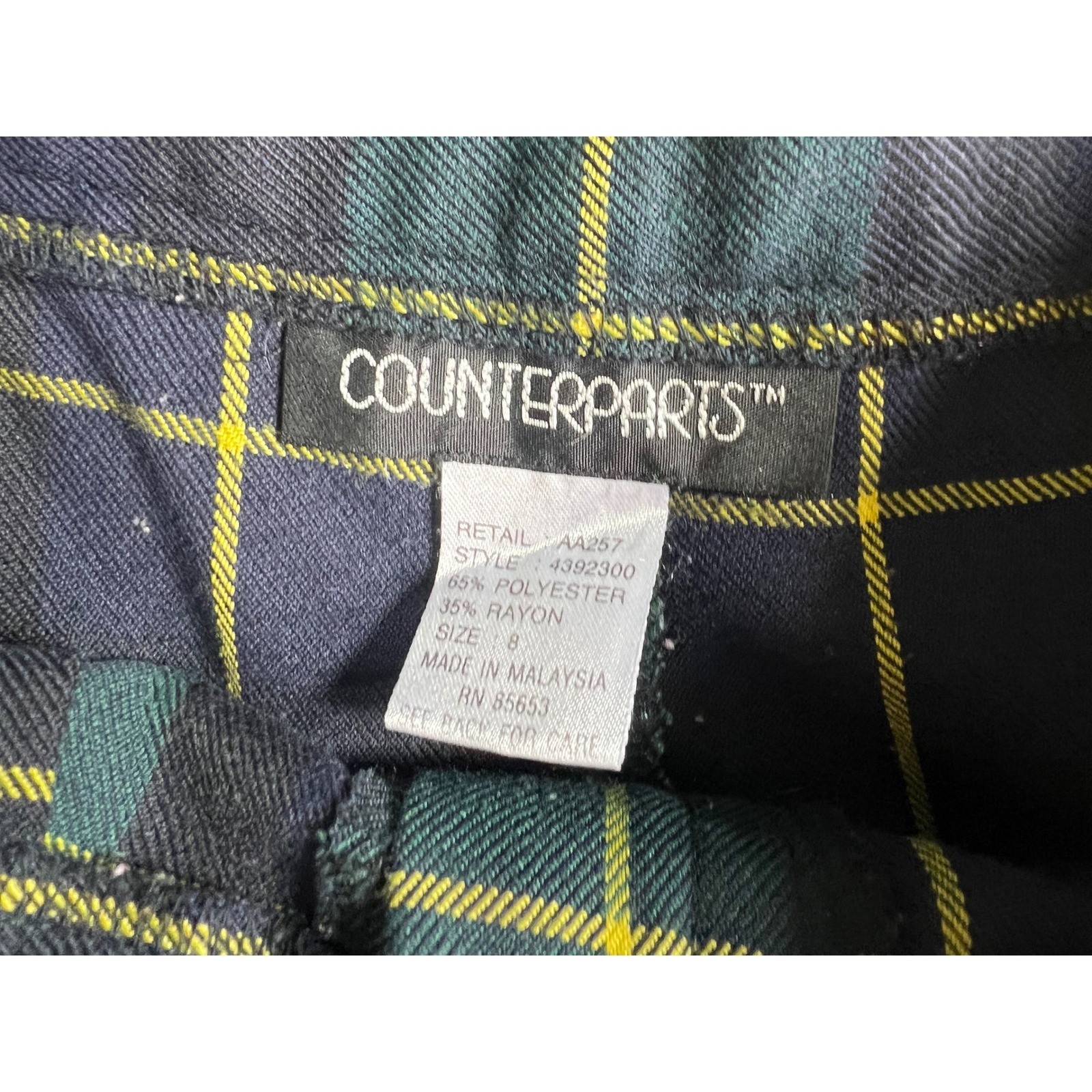 Counterparts Plaid Shorts Womens 8 Green Navy Blue High Waisted Pleated Vintage