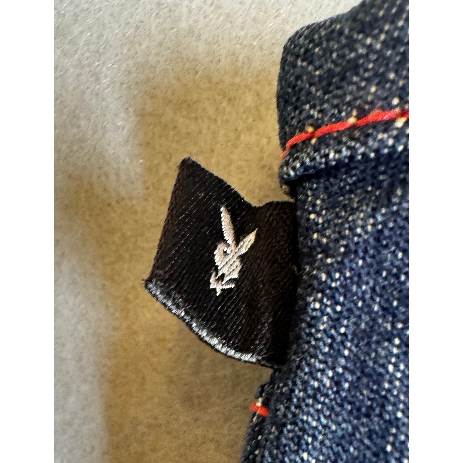 Vintage Y2K Playboy Dark Wash Jeans Size 9 Red Stitching Bunny Logo NWT
