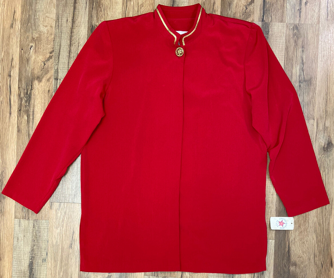 Vintage Stephanie Thomas Red Pants & Long Button Down Top Set NWT Size 10