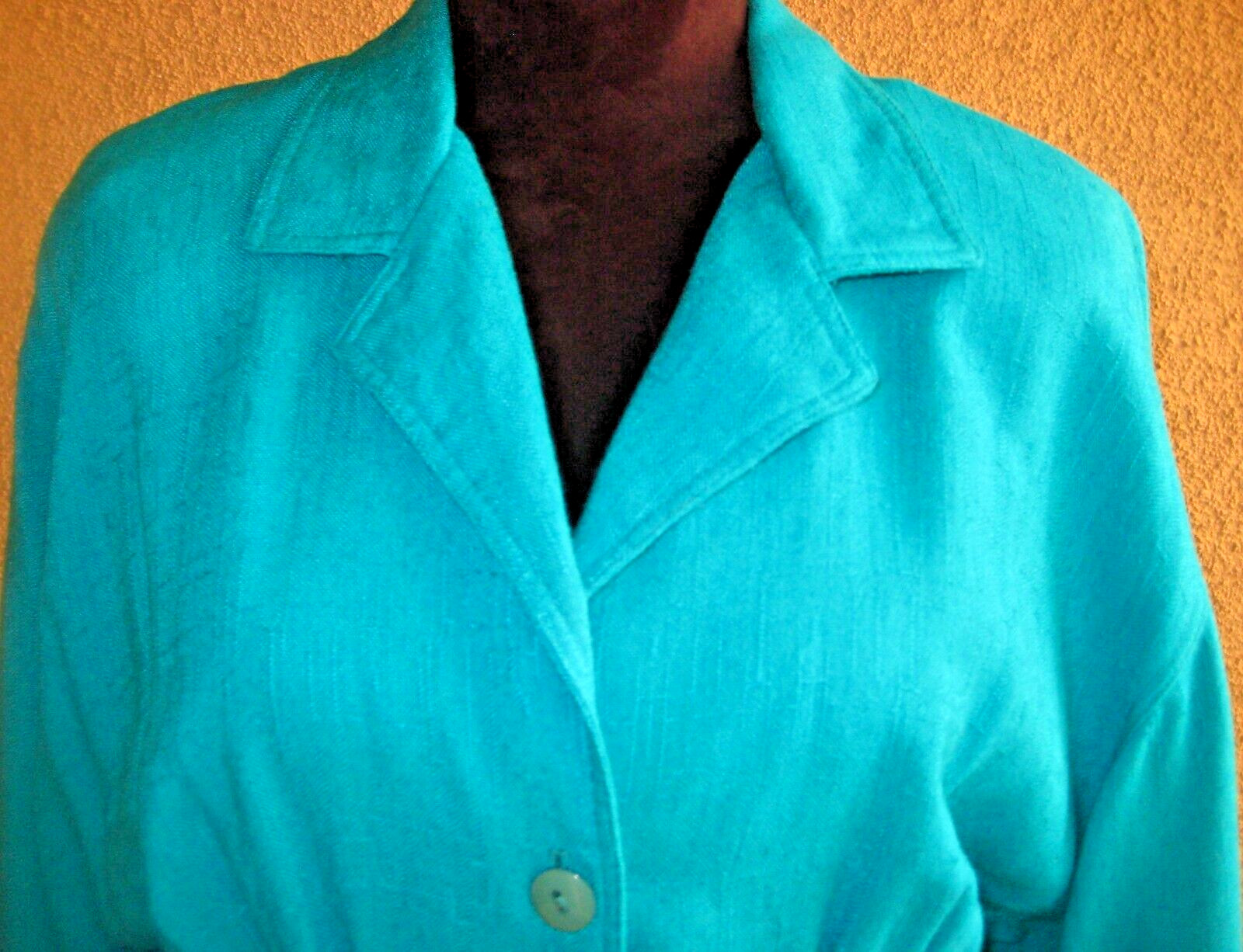 Vintage Secrets 80s rayon/flax kelly green fit/flare button front midi dress 6