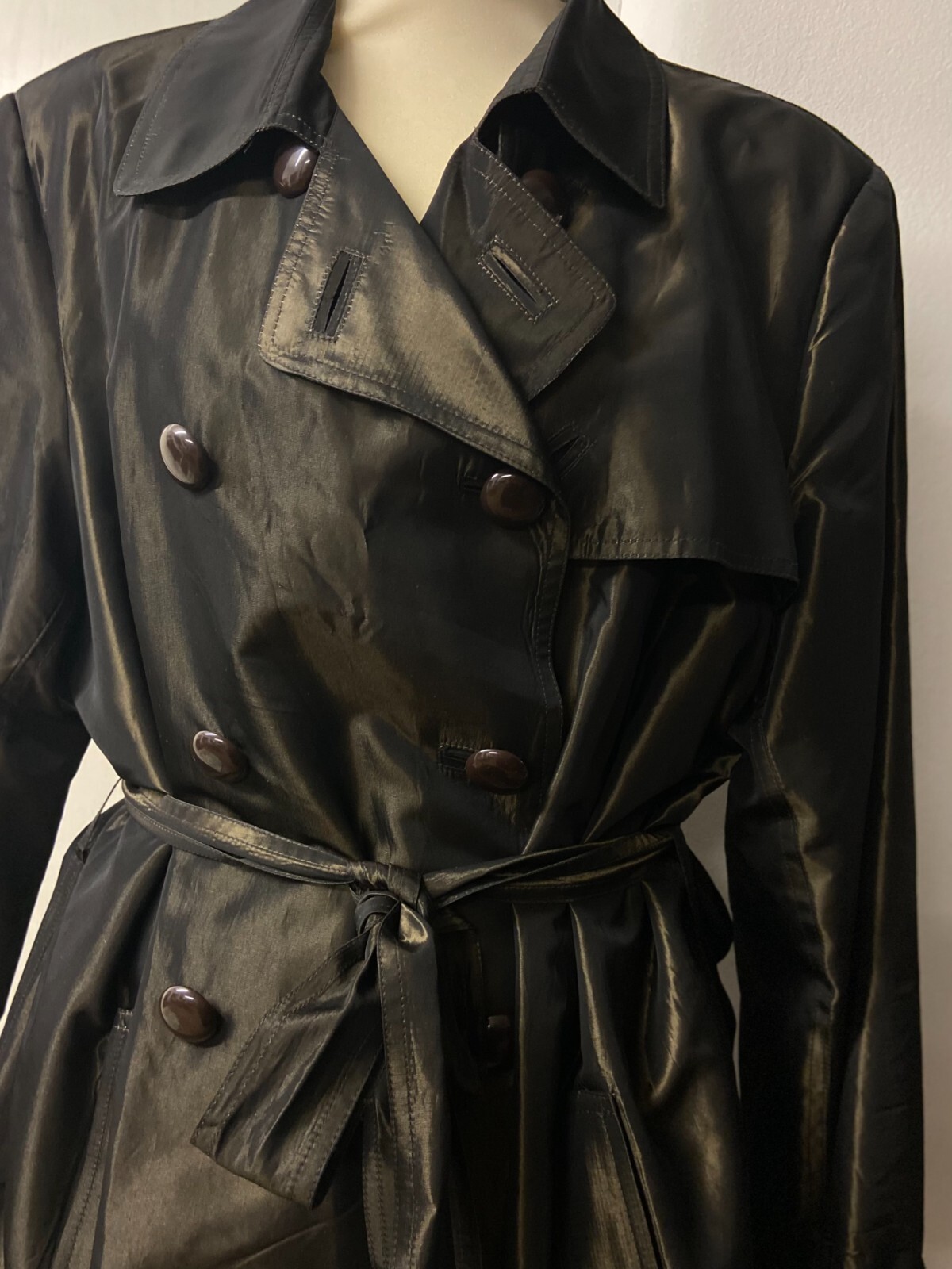 Women’s 80s belted Trench Coat by Mirjana Maric | Eggplant hued | Size EU 44