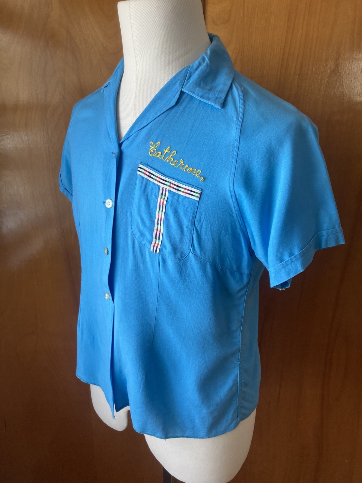 Vintage rockabilly gabardine women’s bowling shirt (M) VLV!