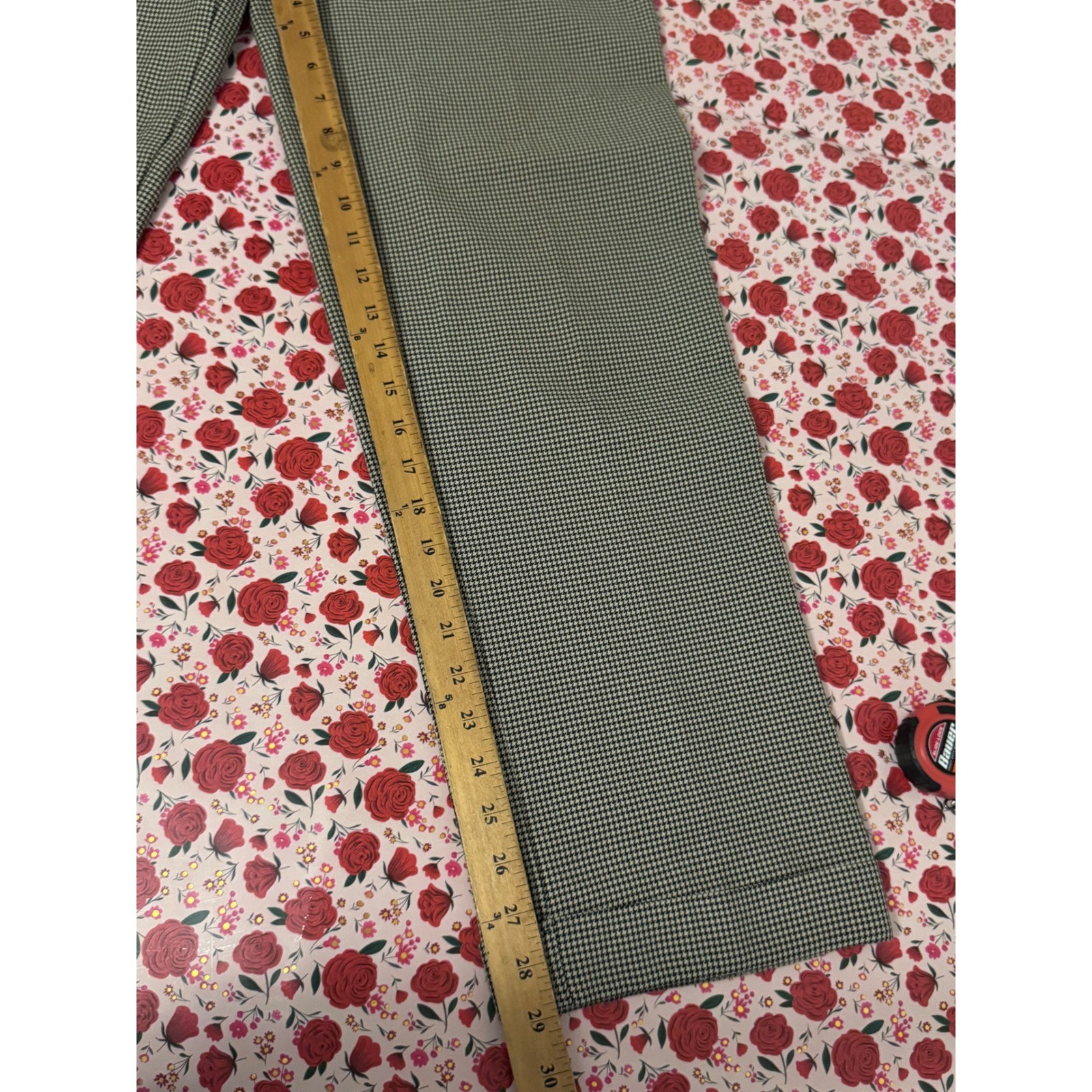 Vintage La Belle Houndstooth High Waisted Trousers Straight Leg Pants Size 3 d3